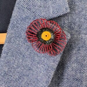 Red and Yellow Floral Lapel Pin